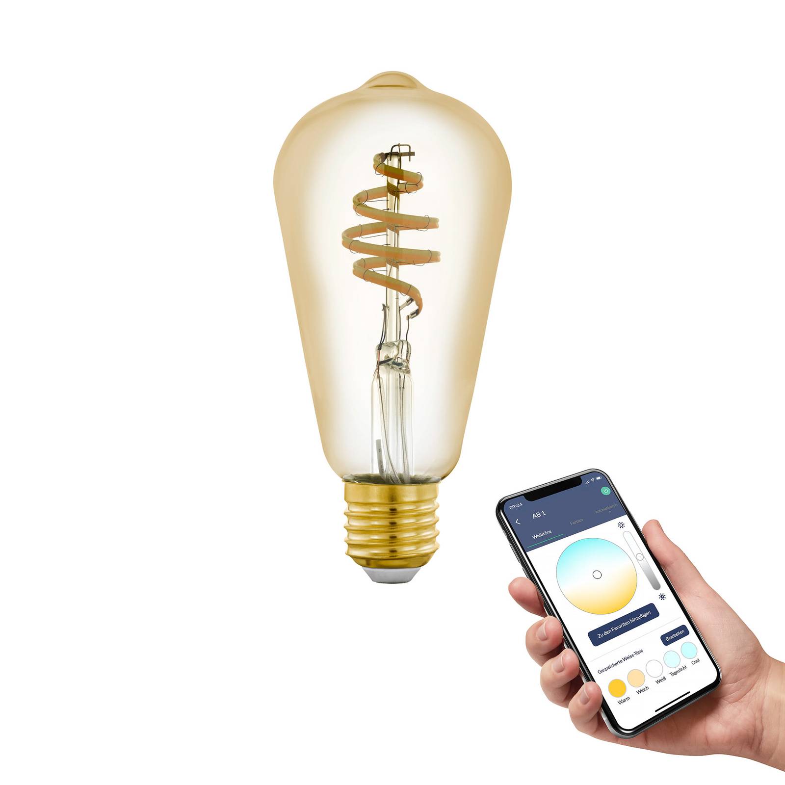 foto del prodotto eglo connect e27 st64 lampadina led 5,5w 400lm cct