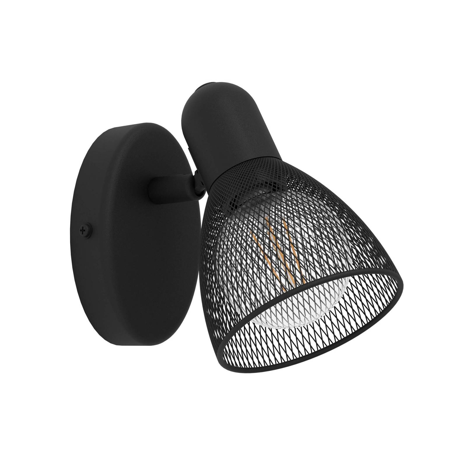 foto del prodotto eglo faretto da parete carovigno, altezza 10,5 cm, nero, acciaio