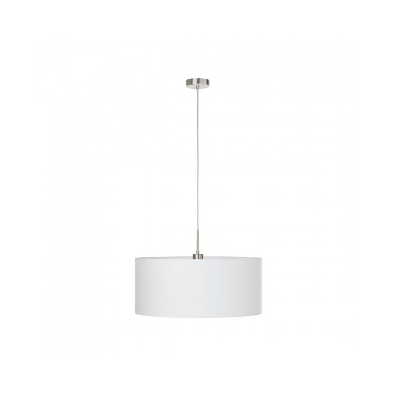 foto del prodotto eglo lampada a sospensione 110 cm in metallo e tessuto bianco con altezza regolabile pasteri