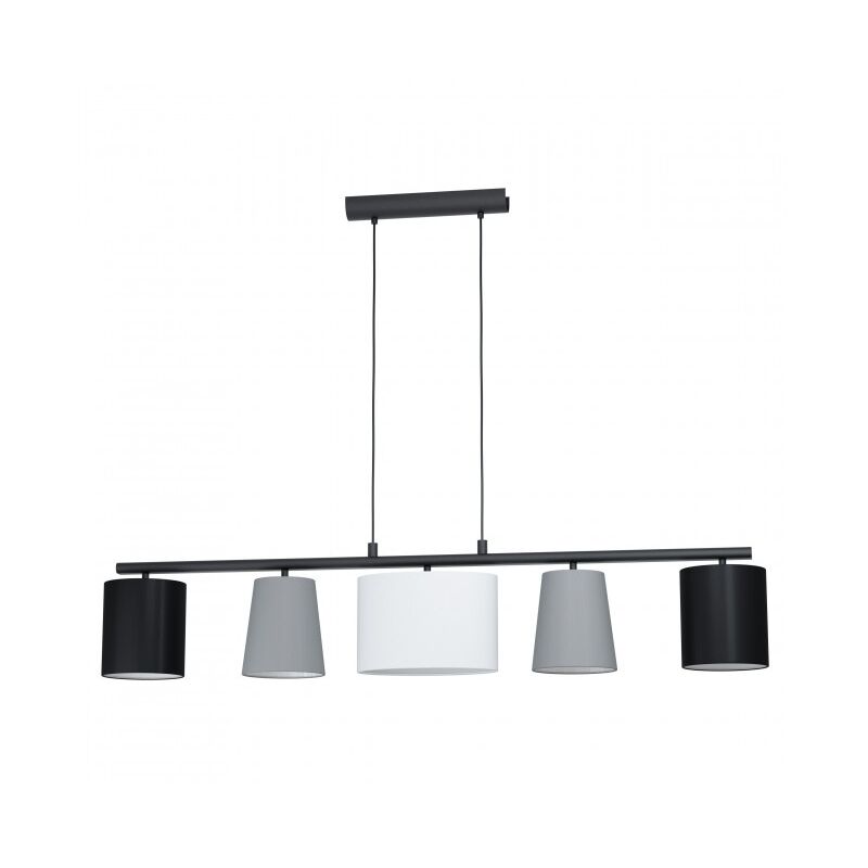 foto del prodotto eglo lampada a sospensione 120x25,5x110 cm in metallo e tessuto grigio nero e bianco almeida
