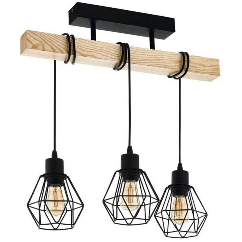 foto del prodotto eglo lampada a sospensione 3 luci legno vintage townshend 5