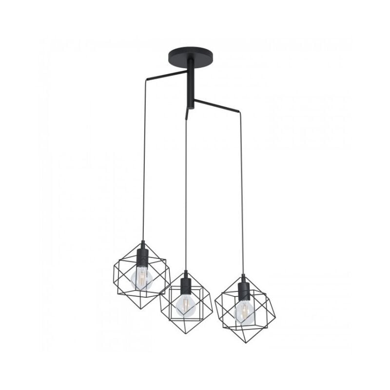 foto del prodotto eglo lampada a sospensione 64,5x110 cm in metallo nero con tre punti luce straiton