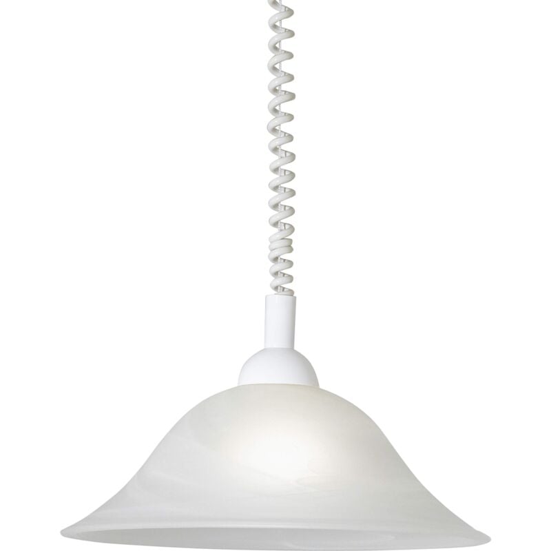 foto del prodotto eglo lampada a sospensione albany, lampada a sospensione con cavo a spirale, regolabile in altezza, in vetro alabastro, plastica, bianco, e27