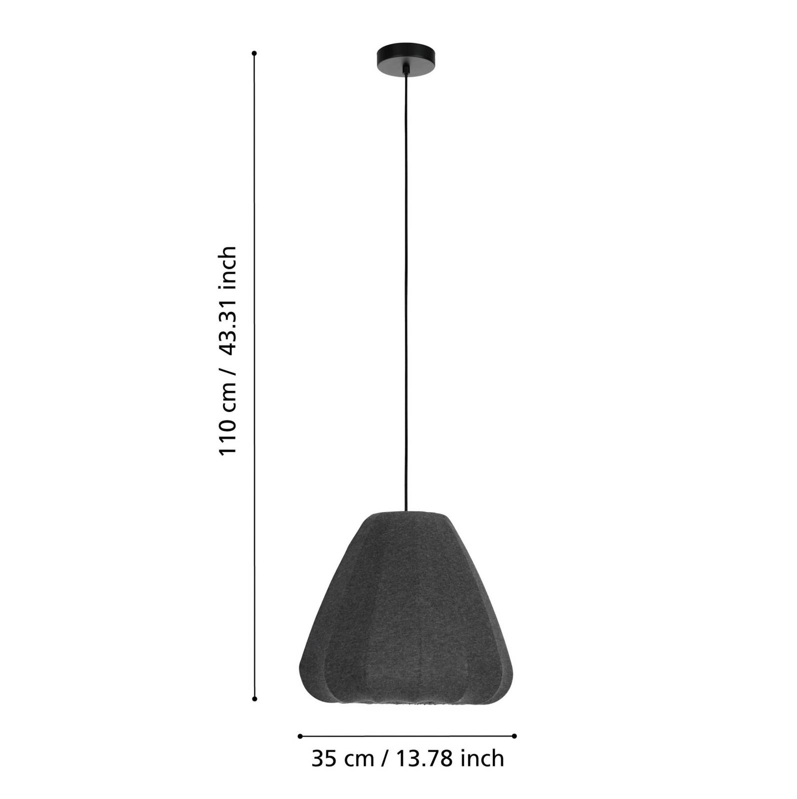 foto del prodotto eglo lampada a sospensione barlaston, 35 cm, nero grigio, metallo, tessuto