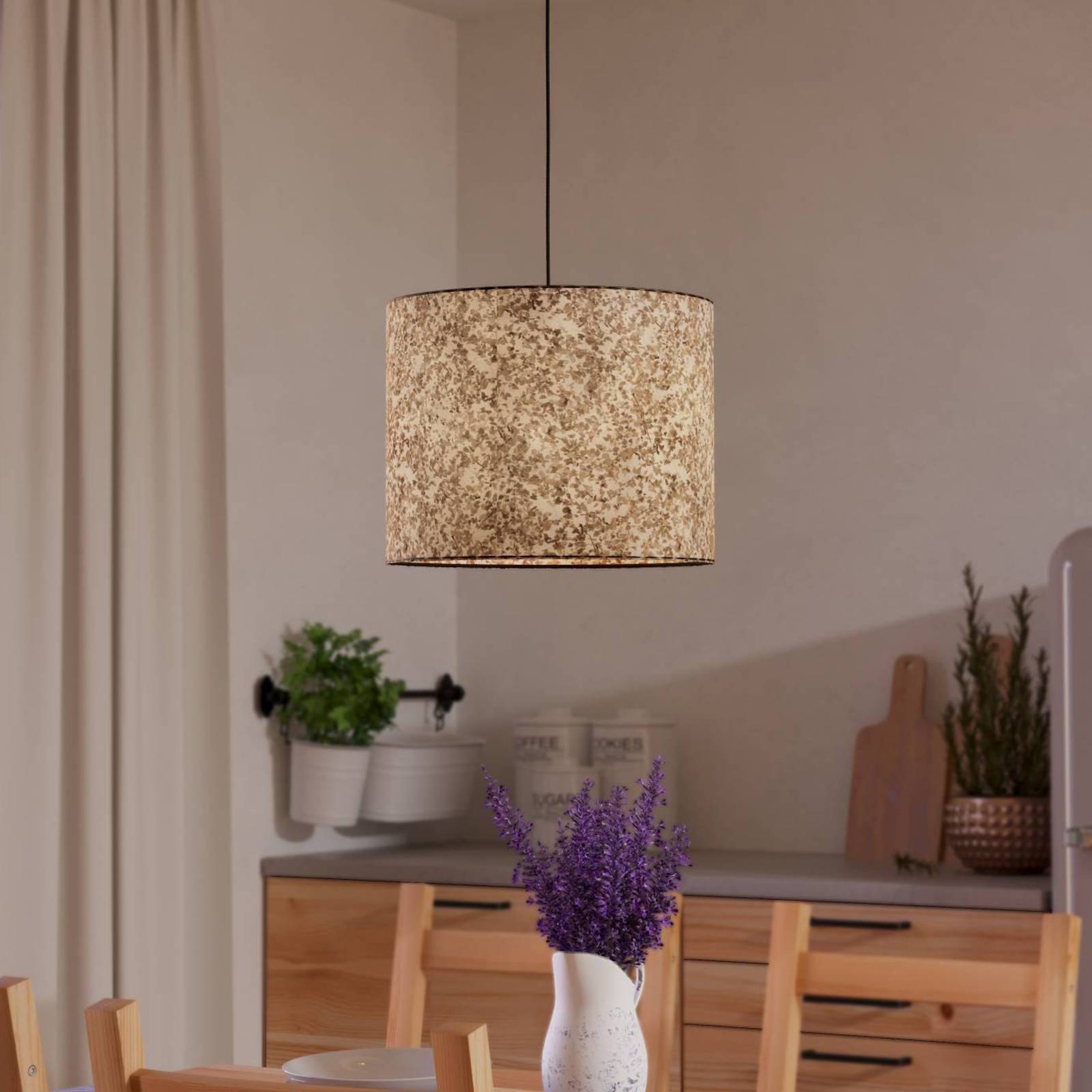 foto del prodotto eglo lampada a sospensione butterburn, 36 cm, beige verde, tessuto