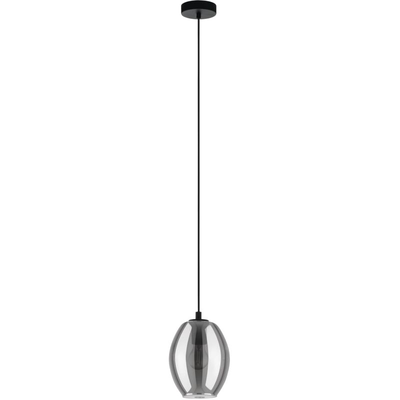 immagine 0 del prodotto eglo lampada a sospensione cadaques, illuminazione da sala da pranzo, metallo nero e vetro fumo nero trasparente, luce a sospensione su tavolo,