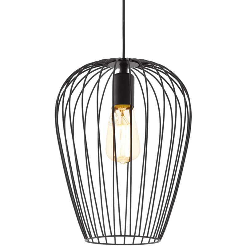 foto del prodotto eglo lampada a sospensione newtown, lampada a sospensione a uno punto luce vintage, lampada a sospensione retr in acciaio, nero, e27, diametro