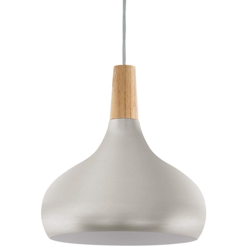 foto del prodotto eglo lampada a sospensione sabinar, lampada sospesa, illuminazione da sala da pranzo in metallo nero e legno naturale, fsc100hb, e27, 18 cm