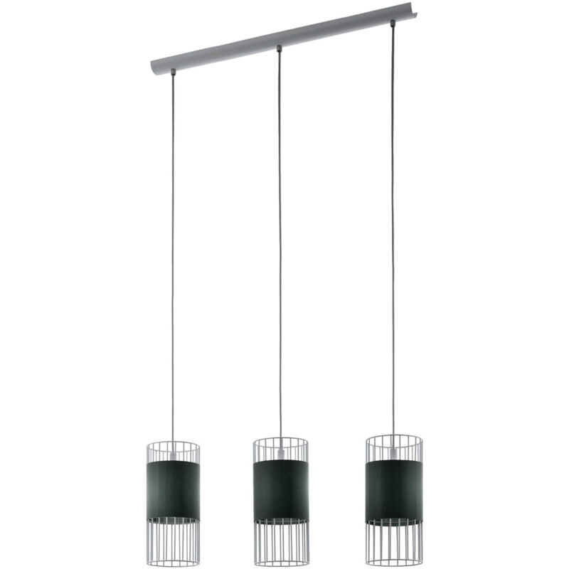 foto del prodotto eglo lampada a sospensione tessile soggiorno lampada a sospensione sala da pranzo lampada a sospensione con 3 lampade, paralumi a gabbia, 3x e27,
