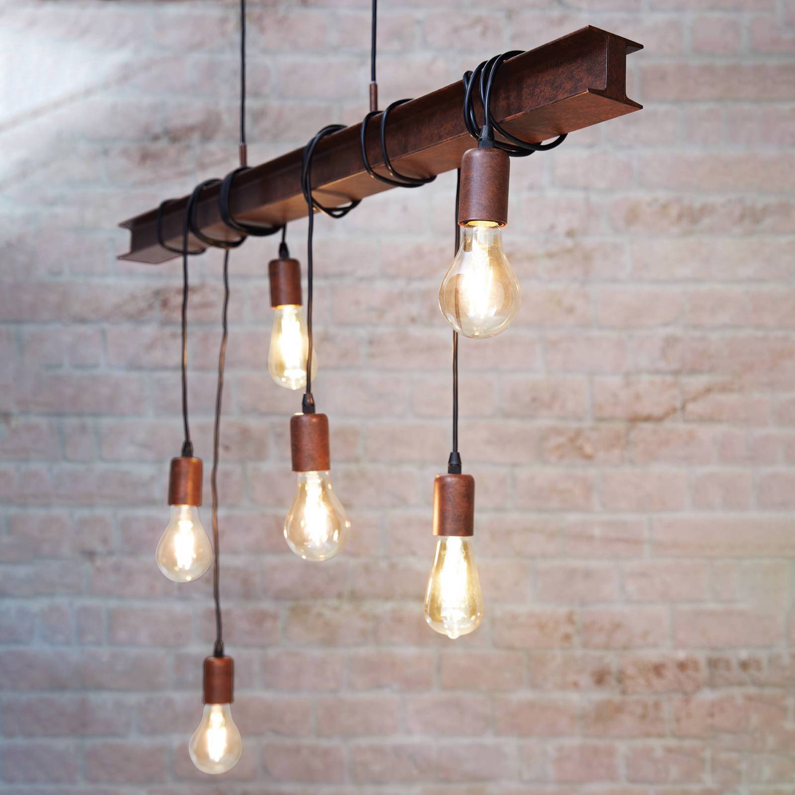 foto del prodotto eglo lampada a sospensione townshend 4 in marrone scuro