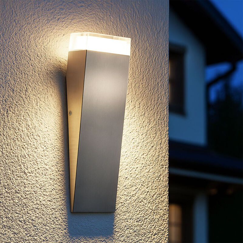 foto del prodotto eglo lampada da parete per esterno, lampada da parete, torcia, ingresso, terrazza, ip44, acciaio inossidabile, argento, axlxp 30,5x7,5x8,5cm 93356