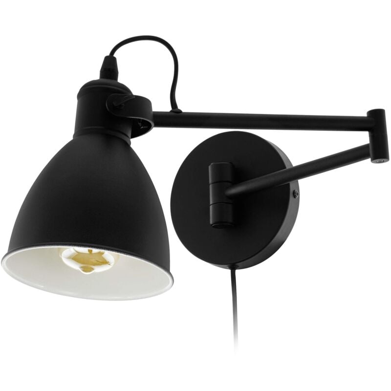 foto del prodotto eglo lampada da parete san peri, lampada da soggiorno vintage e industriale, illuminazione da parete per interni in metallo nero, con interruttore,