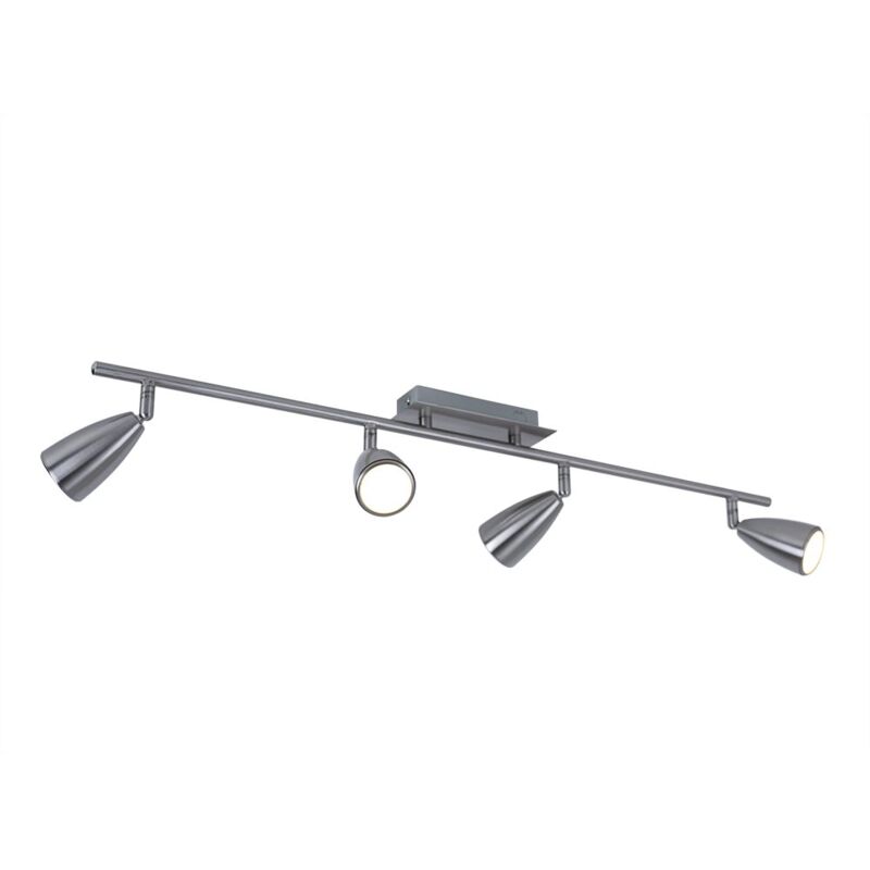 foto del prodotto eglo lampada da soffitto 4 faretti spot strip plafoniera orientabile nichel opaco, acciaio, 4x prese gu10, lxl 78,5x7 cm