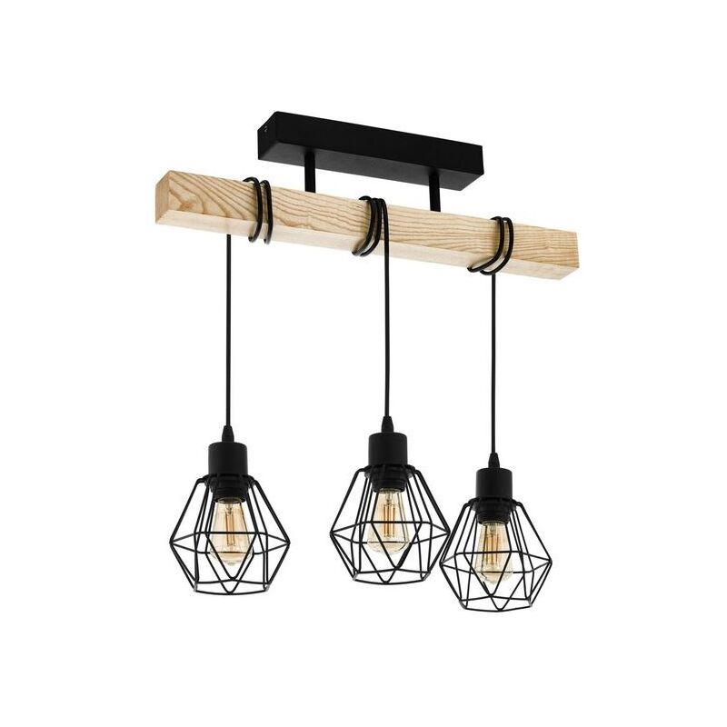 foto del prodotto eglo lampada da soffitto 55x36x20 cm in metallo nero con supporto in legno 220 240 v ip20 townshend 5