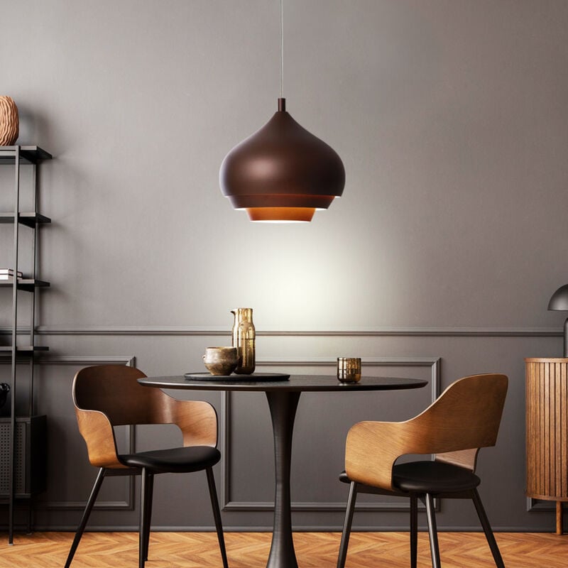 foto del prodotto eglo lampada da soffitto a pendolo crema soggiorno illuminazione sala da pranzo lampada a sospensione marrone 97214