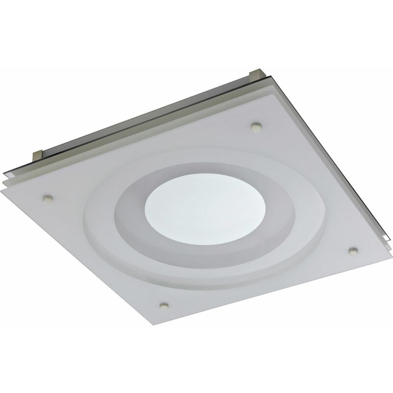 foto del prodotto eglo lampada da soffitto bianca lampada da soggiorno moderna plafoniera quadrata, faretto da soffitto metallo argento, 1 attacco 2gx13, lxlxa