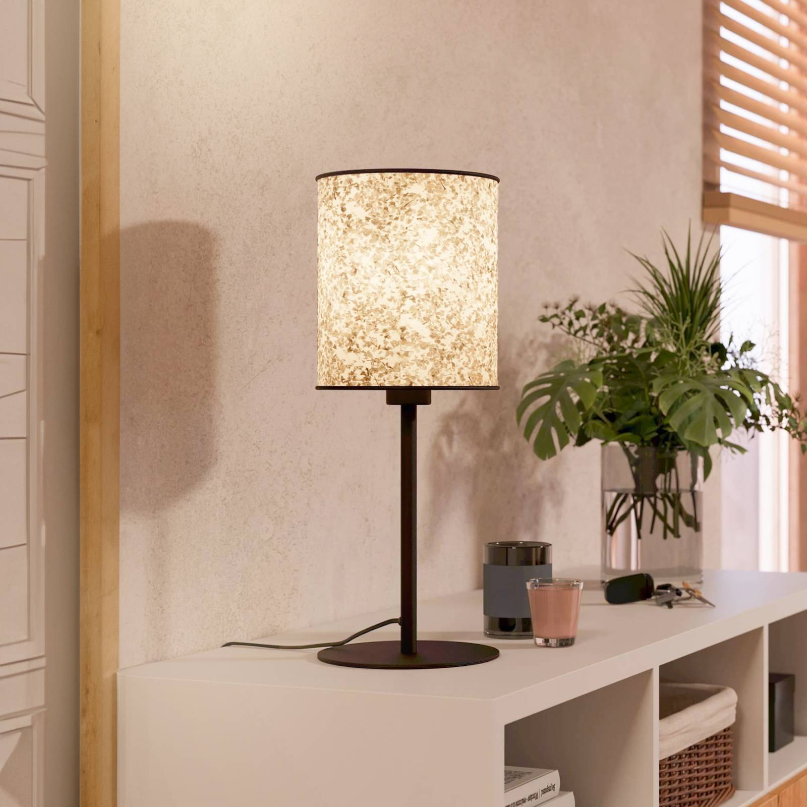 foto del prodotto eglo lampada da tavolo butterburn, altezza 47,5 cm, beige verde, tessuto