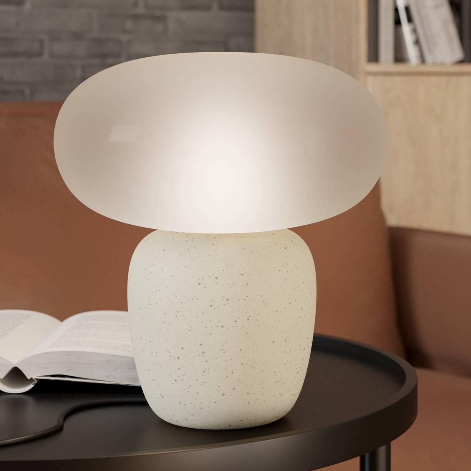 foto del prodotto eglo lampada da tavolo cahuama, bianco nero, ceramica