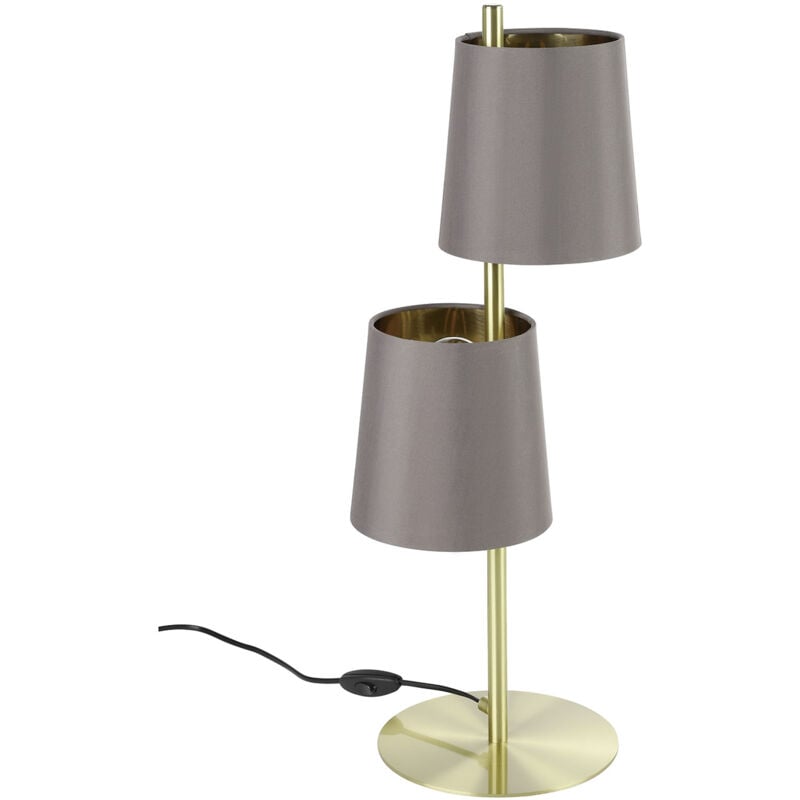 foto del prodotto eglo lampada da tavolo moderna almeida 2 acciaio ottone spazzolato 2 luci e27