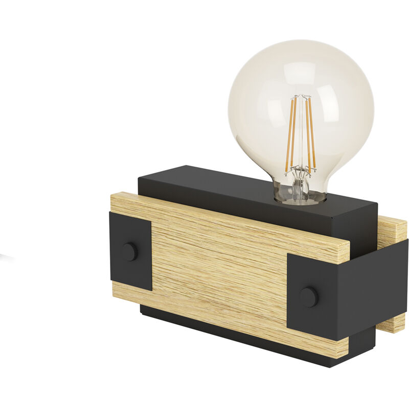 foto del prodotto eglo lampada da tavolo vintage layham legno marrone 1 luce e27