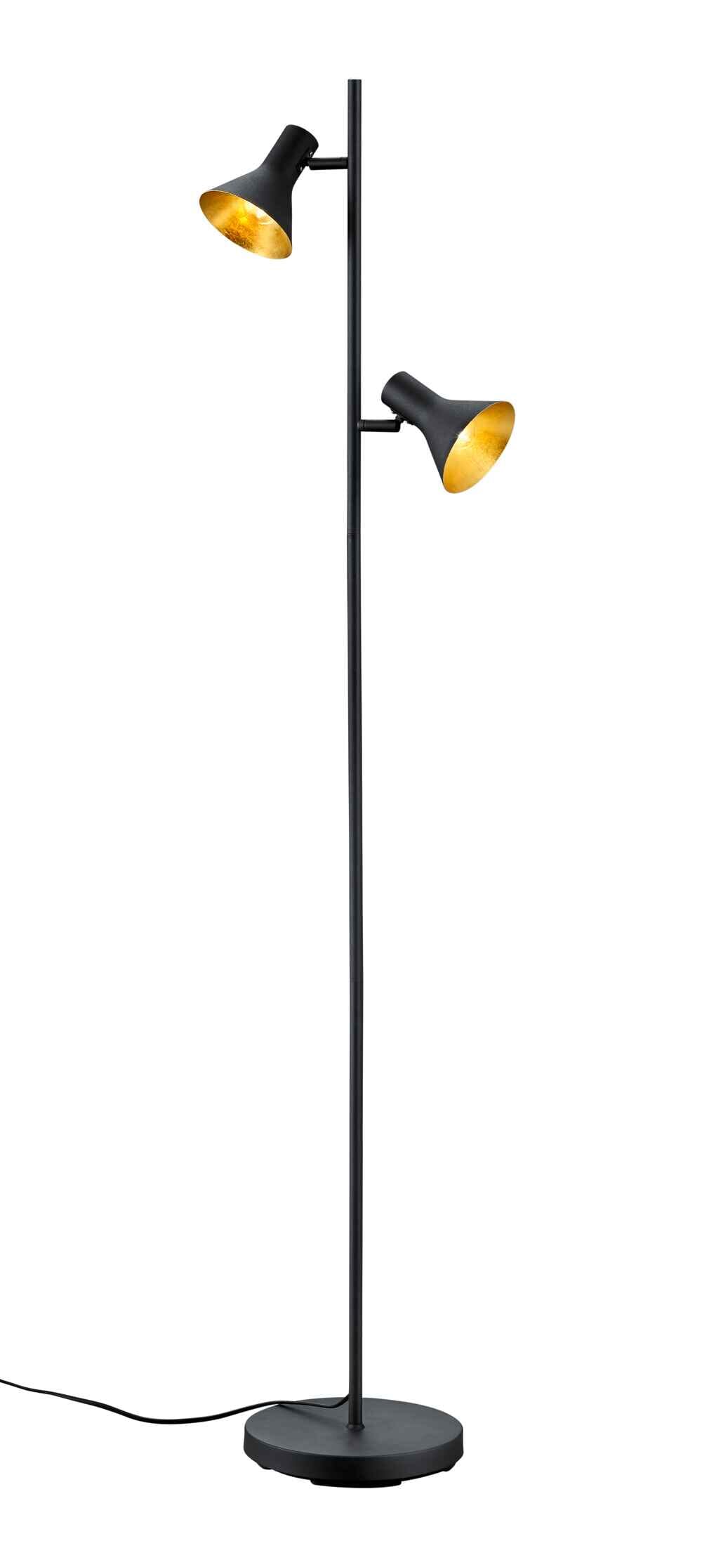 foto del prodotto eglo lampada da terra 2 luci, metallo, nero opaco e oro, h 144 cm, nina