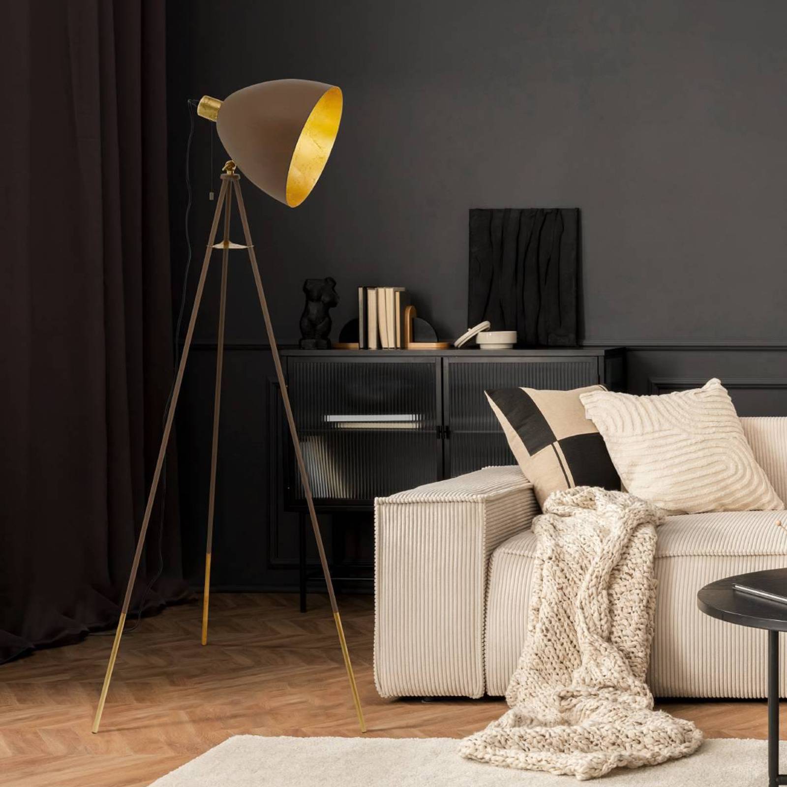 foto del prodotto eglo lampada da terra chester, altezza 149 cm, color ruggine oro, acciaio