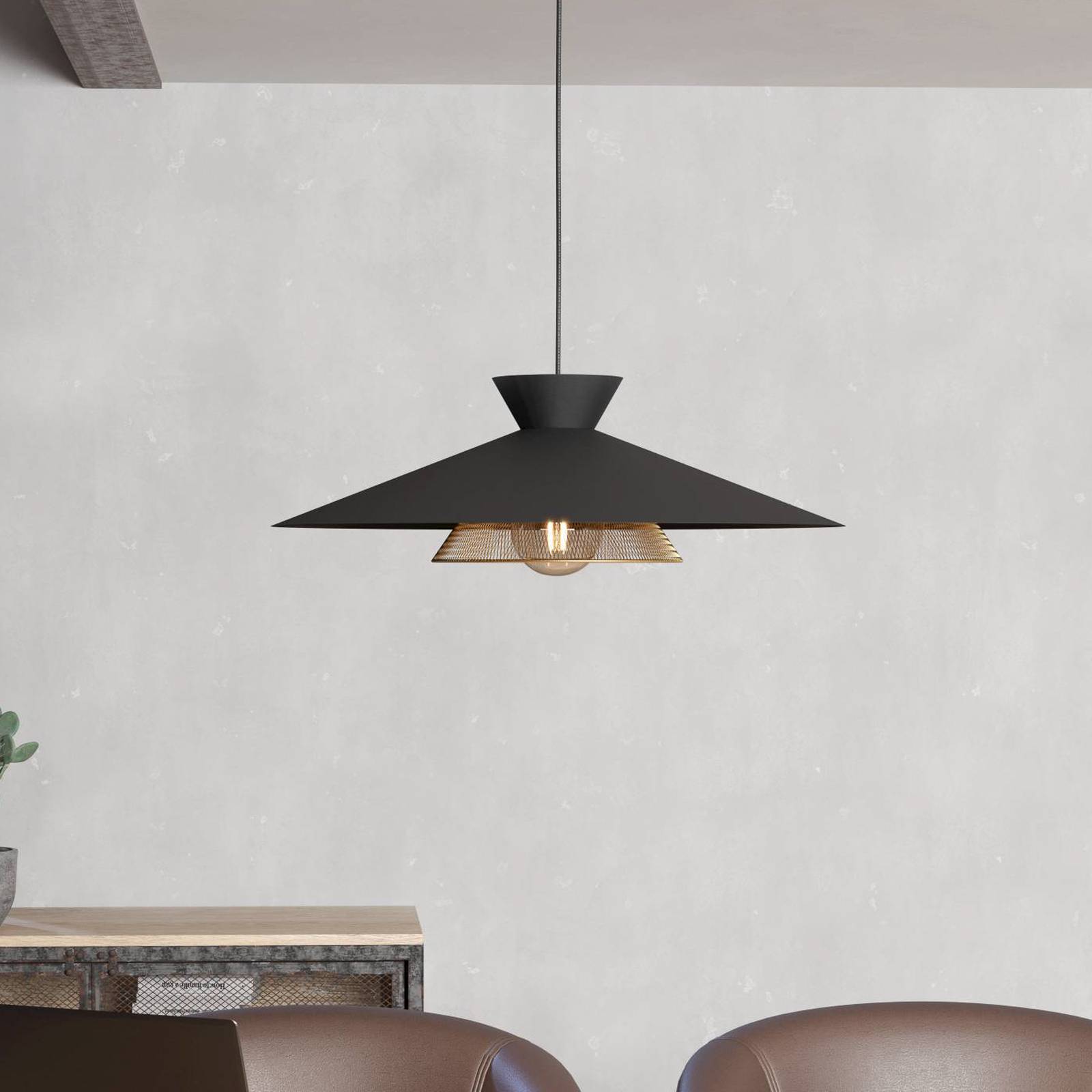 foto del prodotto eglo lampada sospensione grizedale 1 luce, nero ottone