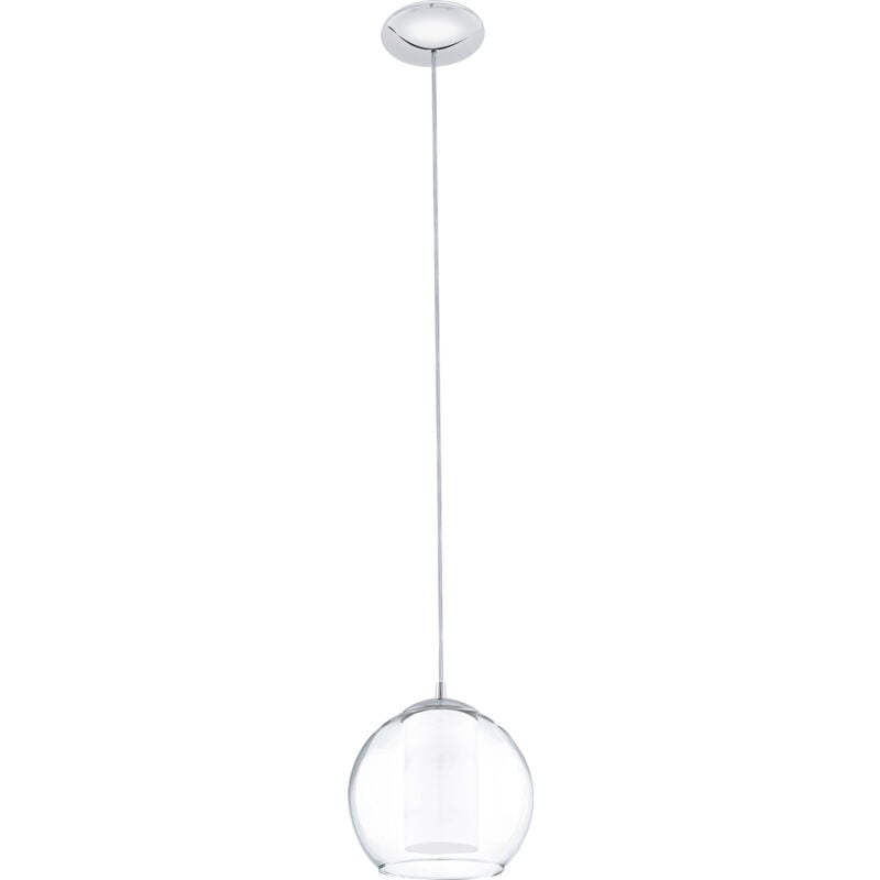foto del prodotto eglo lampadario a sospensione classico bolsano acciaio cromo vetro 1 luce e27