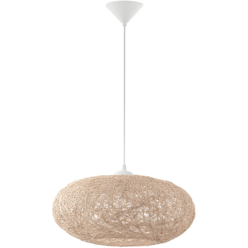 foto del prodotto eglo - lampadario a sospensione classico campilo policarbonato bianco beige 1 luce e27