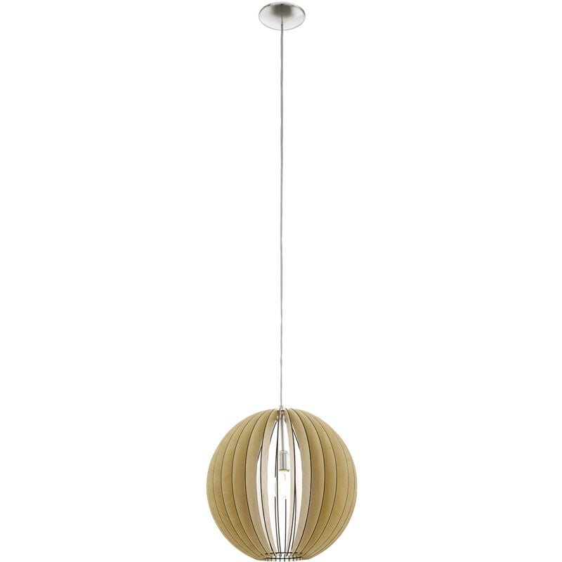 foto del prodotto eglo lampadario a sospensione contemporaneo cossano acciaio nichel legno 1 luce e27