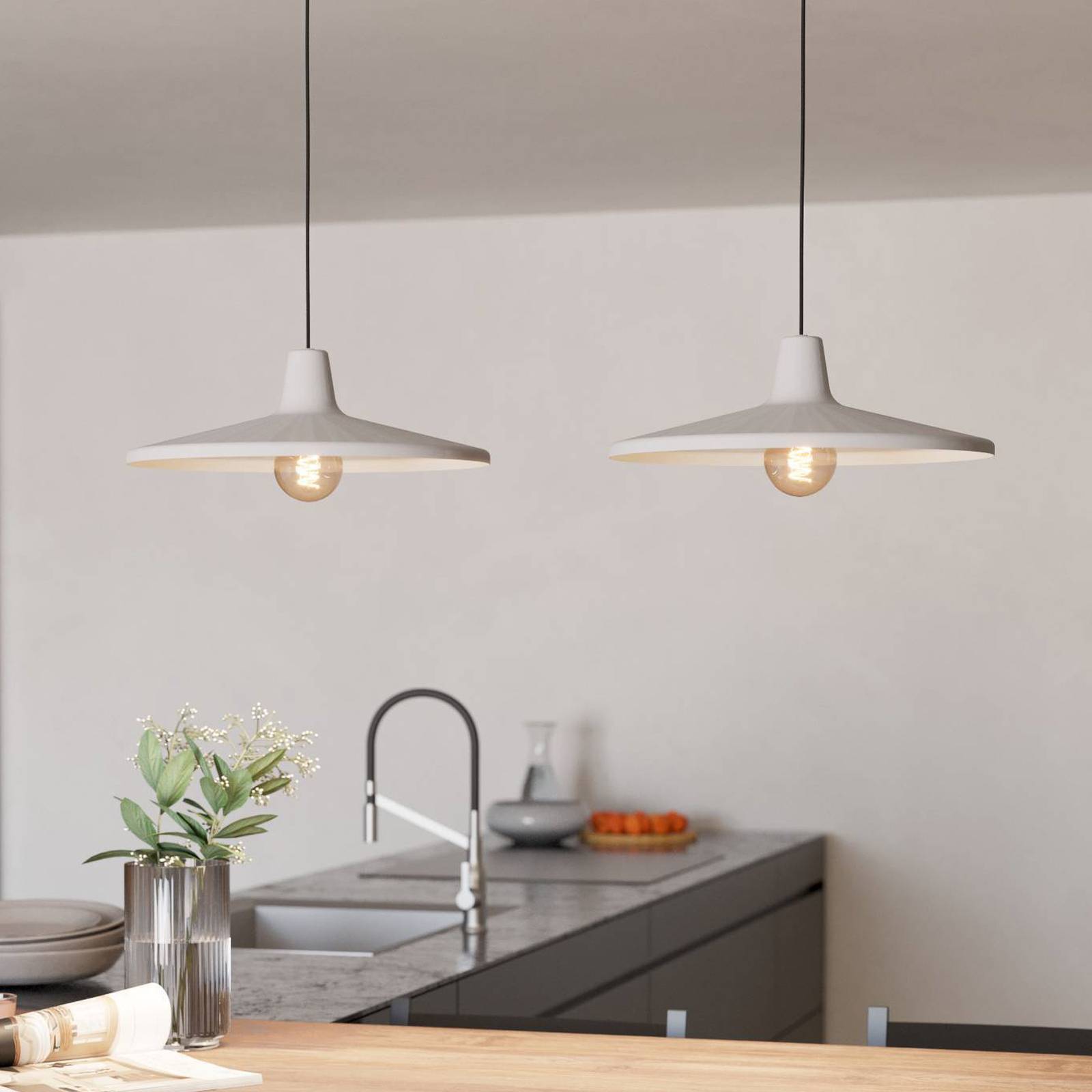 foto del prodotto eglo lampadario a sospensione contemporaneo miniere acciaio nero grigio 2 luci e27