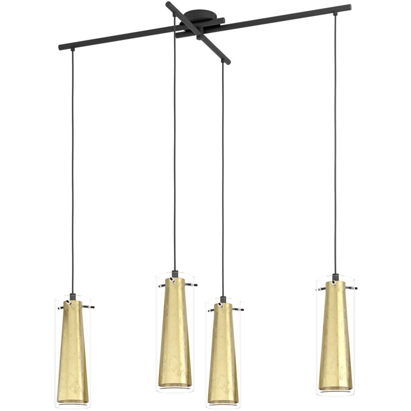 foto del prodotto eglo lampadario a sospensione contemporaneo pinto gold acciaio nero vetro 4 luci e27