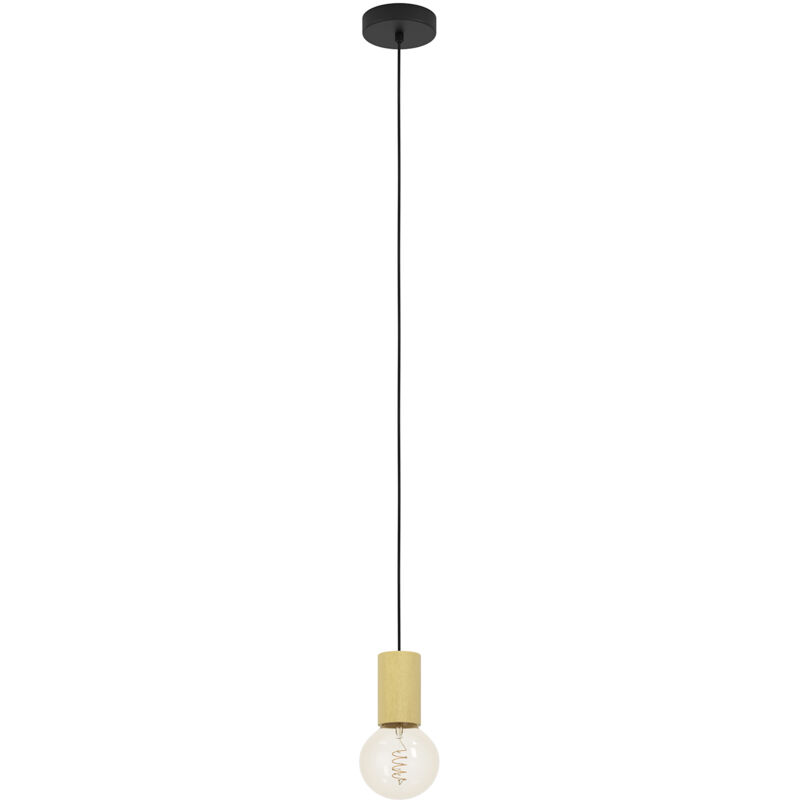 foto del prodotto eglo lampadario a sospensione contemporaneo pozueta 1 metallo nero legno 1 luce e27