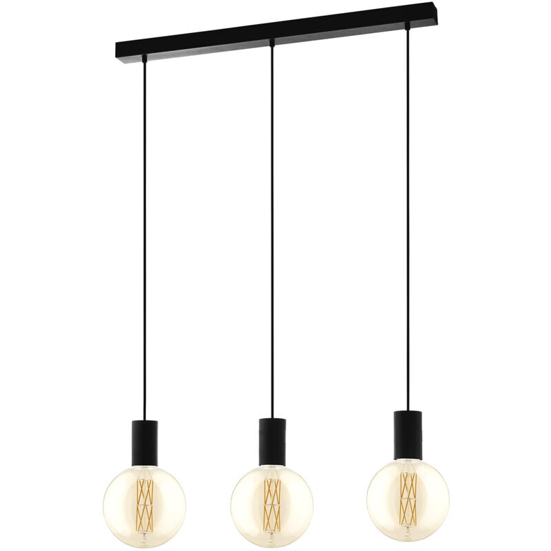 foto del prodotto eglo lampadario a sospensione contemporaneo pozueta acciaio nero 3 luci e27