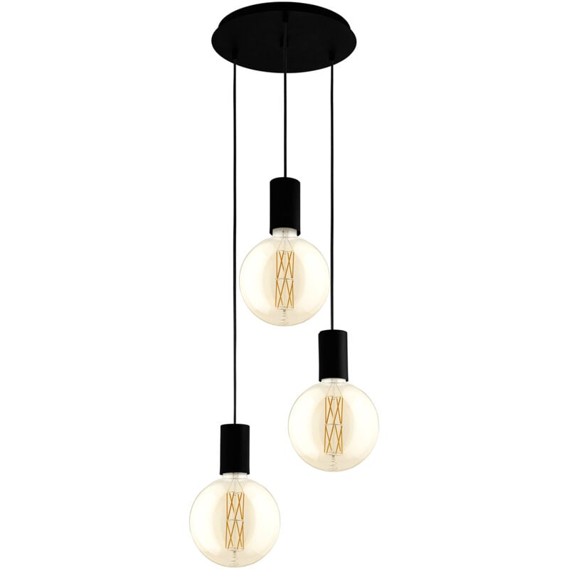 foto del prodotto eglo lampadario a sospensione contemporaneo pozueta acciaio nero 3 luci e27 d33