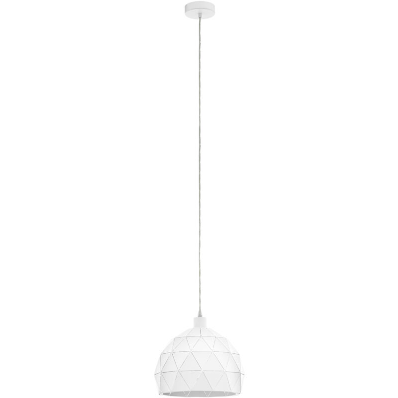 foto del prodotto eglo lampadario a sospensione contemporaneo roccaforte acciaio bianco 1 luce e27