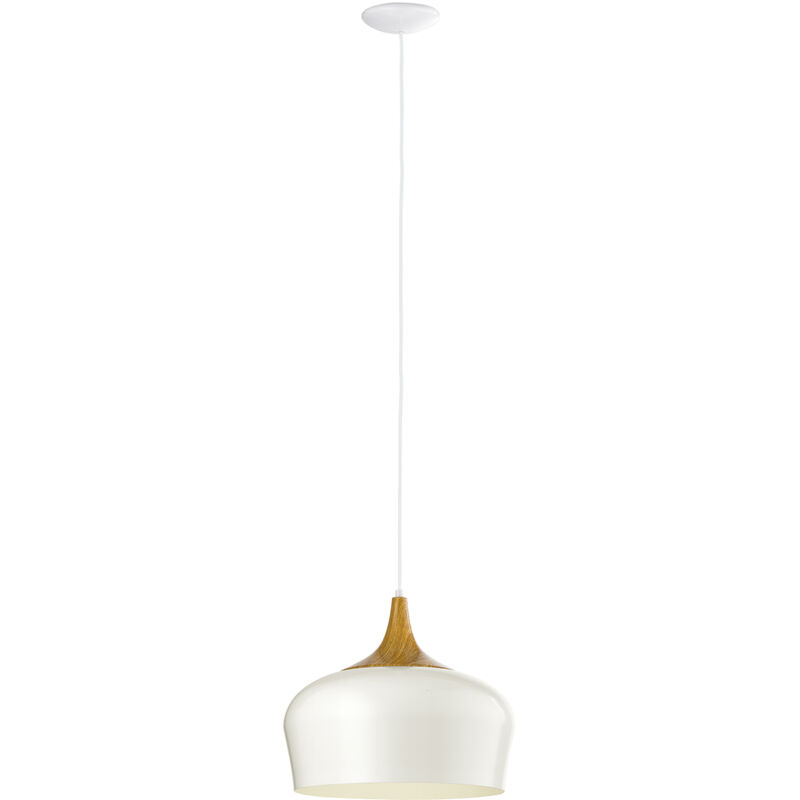 foto del prodotto eglo lampadario a sospensione minimal obregon acciaio crema 1 luce e27