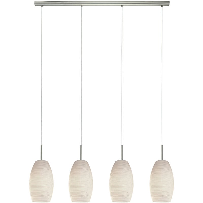 foto del prodotto eglo lampadario a sospensione moderno batista 3 acciaio nichel vetro 4 luci e27