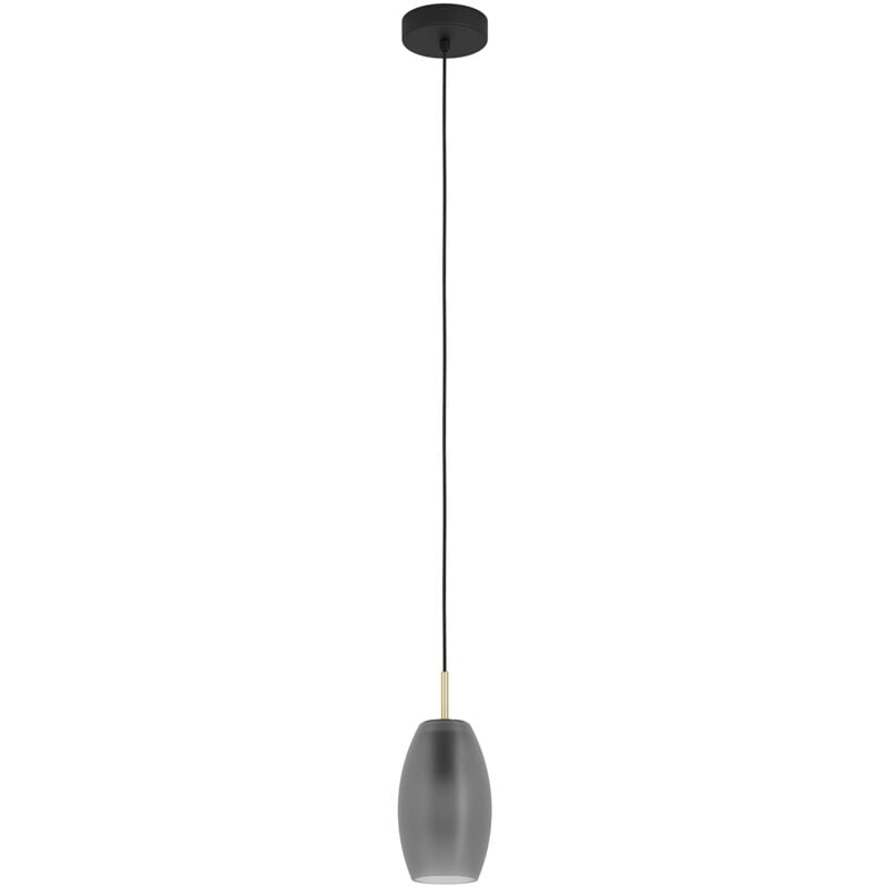 foto del prodotto eglo lampadario a sospensione moderno batista acciaio nero vetro 1 luce e27