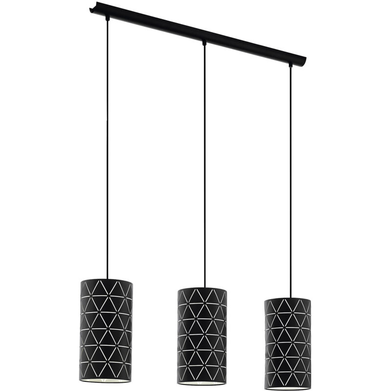 foto del prodotto eglo lampadario a sospensione moderno ramon acciaio nero pellicola 3 luci e27