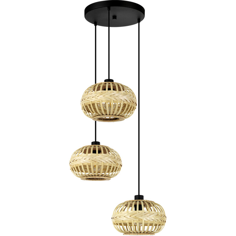 foto del prodotto eglo lampadario a sospensione vintage amsfield 1 acciaio nero 3 luci e27