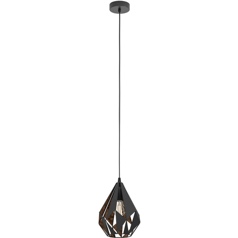 foto del prodotto eglo lampadario a sospensione vintage carlton 1 piccolo acciaio nero rame 1 luce e27