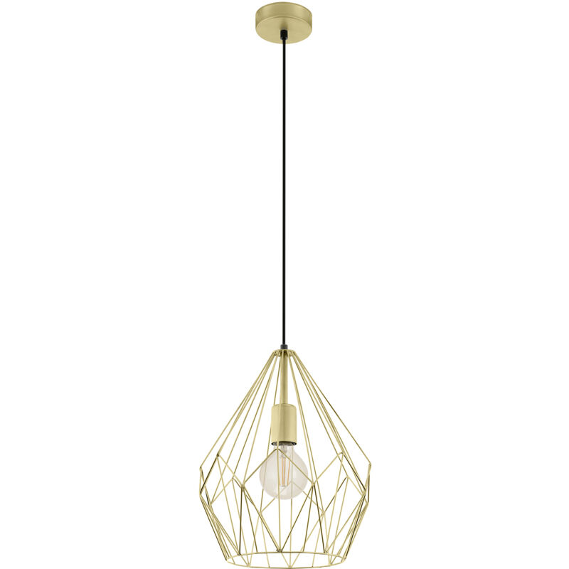 foto del prodotto eglo lampadario a sospensione vintage carlton acciaio oro 1 luce e27 d31
