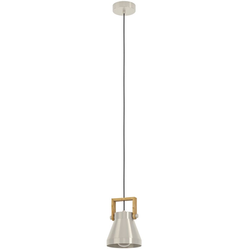foto del prodotto eglo lampadario a sospensione vintage cawton acciaio legno 1 luce e27