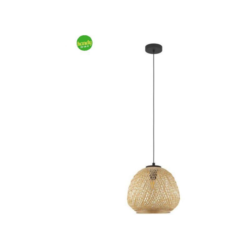 foto del prodotto eglo lampadario a sospensione vintage dembleby acciaio nero legno 1 luce e27