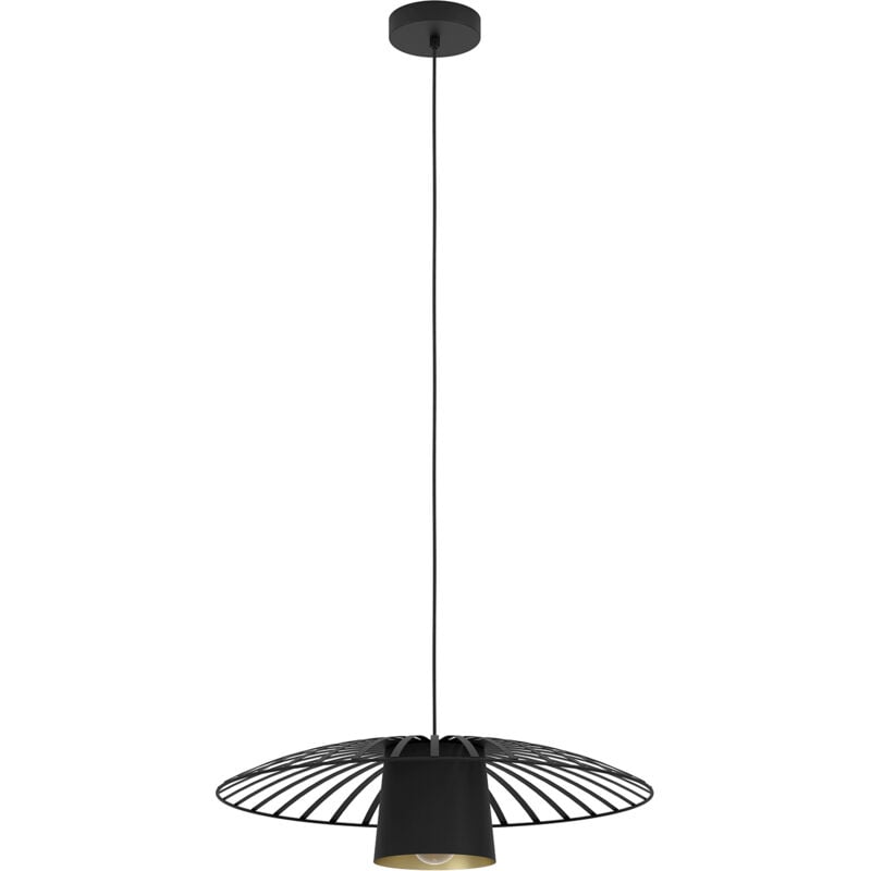 foto del prodotto eglo lampadario a sospensione vintage felixkirk acciaio nero oro 1 luce e27