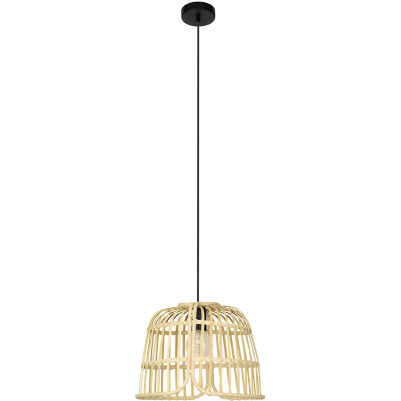 foto del prodotto eglo lampadario a sospensione vintage glyneath acciaio nero legno 1 luce e27