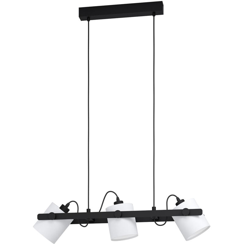 foto del prodotto eglo lampadario a sospensione vintage hornwood 1 acciaio nero legno 3 luci e27