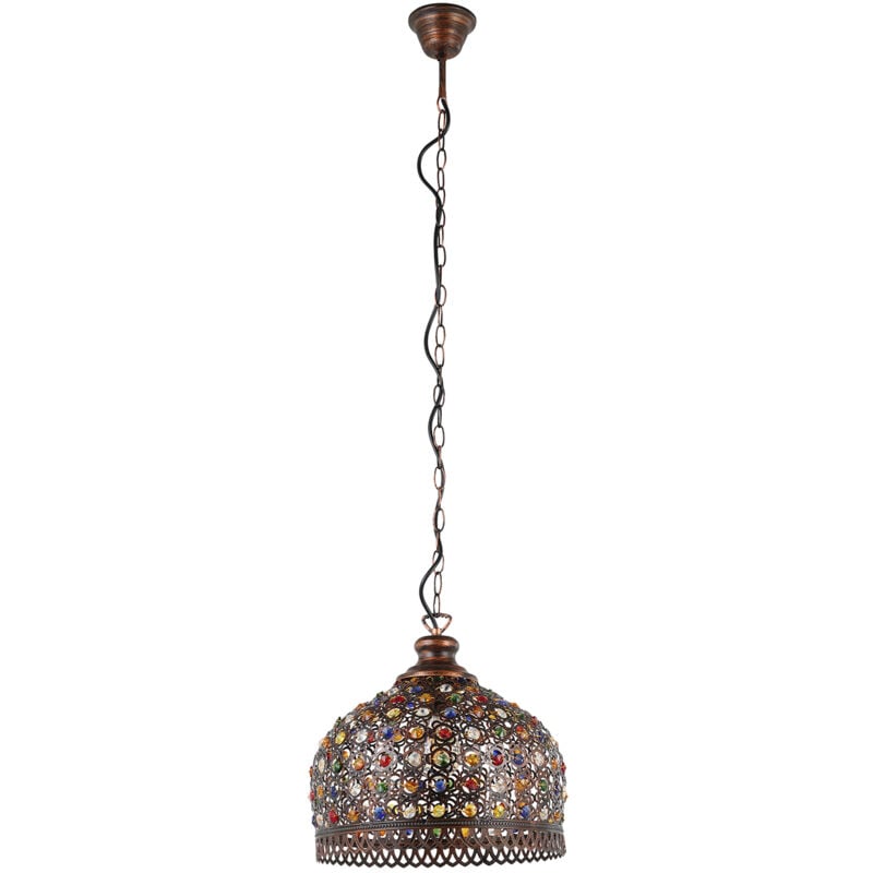 foto del prodotto eglo lampadario a sospensione vintage jadida acciaio rame anticato vetro 1 luce e27