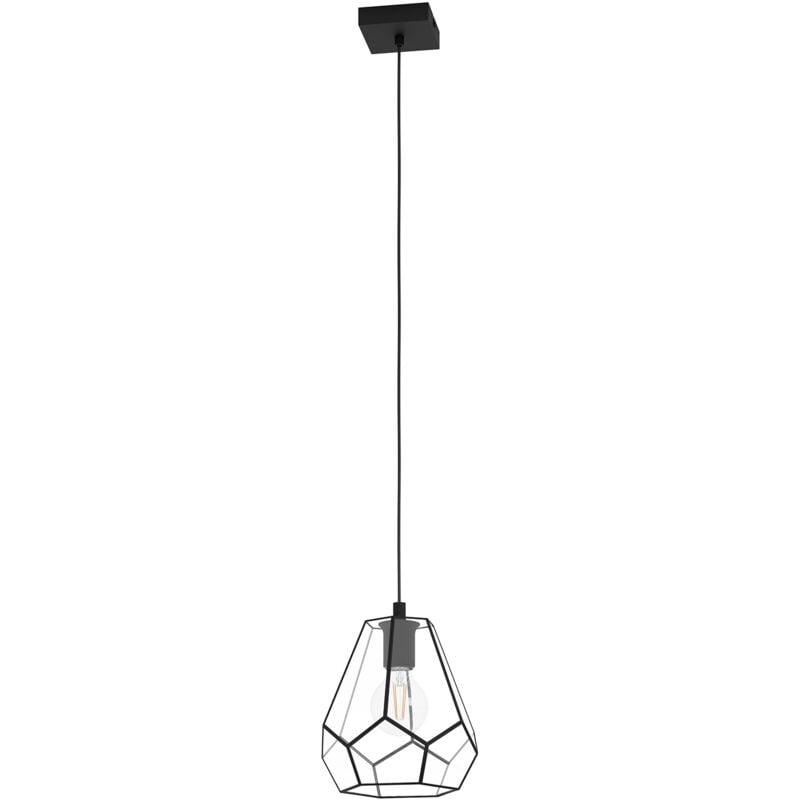 foto del prodotto eglo lampadario a sospensione vintage mardyke acciaio nero vetro 1 luce e27